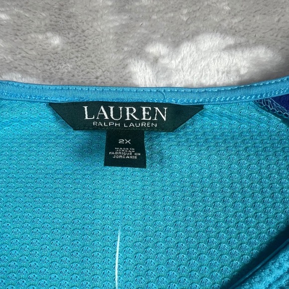NWT Lauren Ralph Lauren Women 2X Plus Active 1/4 Zip Top Turquoise Blue SP16 - Picture 3 of 9